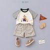 Đồ bộ bé trai BiBi Kids áo thun gấu tay sọc quần đùi xám túi hộp 3 - 6 tuổi BB-C2G-C25