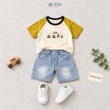  Đồ bộ bé trai BiBi Kids áo thun hoạt hình tay vàng quần đùi jean trơn 3 - 4 tuổi BB-C2HH-C83TR 