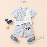  Đồ bộ bé trai BiBi Kids áo thun hình voi quần đùi xám hình chó 9 tháng - 3 tuổi BB-C30V-C28X 