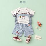 Đồ bộ bé trai BiBi Kids áo thun số 1685 quần đùi xanh họa tiết 1 - 6 tuổi BB-C39-C29Q 