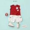 Đồ bộ bé trai BiBi Kids áo ba lỗ đỏ ngôi sao quần đùi trắng hai túi 1 - 6 tuổi BB-C39E-C22