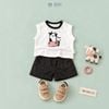 Đồ bộ bé trai BiBi Kids áo ba lỗ hình bò quần đùi đen trơn 6 tháng - 3 tuổi BB-C40C-C71