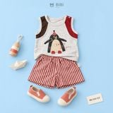  Đồ bộ bé trai BiBi Kids áo ba lỗ cánh cụt quần đùi sọc đỏ trắng 6 tháng - 5 tuổi BB-C54-C57 
