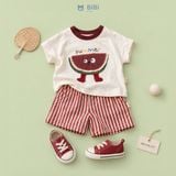  Đồ bộ bé trai BiBi Kids áo thun dưa hấu quần đùi sọc đỏ trắng 6 tháng - 5 tuổi BB-C56-C57 