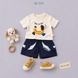  Đồ bộ bé trai BiBi Kids áo thun chó Banana quần đùi xanh túi sọc 9 tháng - 3 tuổi BB-C61-C28D 