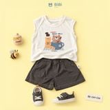  Đồ bộ bé trai BiBi Kids áo ba lỗ hình gấu quần đùi xám 6 tháng - 4 tuổi BB-C64-C66 