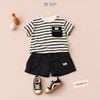  Đồ bộ bé trai BiBi Kids áo thun kẻ sọc quần đùi đen túi hộp 6 tháng - 4 tuổi BB-C68-C67 