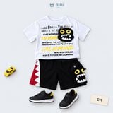 Đồ bộ bé trai BiBi Kids áo thun túi thú mắt vàng quần đùi đen 1 - 6 tuổi C11 