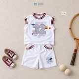  Đồ bộ bé trai BiBi Kids ba lỗ trắng số 32 viền đỏ 1 - 6 tuổi C16 