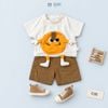 Đồ bộ bé trai BiBi Kids áo thun mặt cười vàng nổi quần đùi nâu 9 tháng - 5 tuổi C35