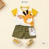 Đồ bộ bé trai BiBi Kids áo thun hươu cao cổ tai nổi quần đùi xanh 9 tháng - 5 tuổi C36