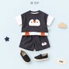 Đồ bộ bé trai BiBi Kids áo thun cánh cụt phối tay trắng quần đùi xám 6 tháng - 3 tuổi C41