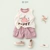 Đồ bộ bé trai BiBi Kids ba lỗ chữ Puppy quần đùi tím nhạt 6 tháng - 3 tuổi C48