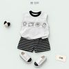 Đồ bộ bé trai BiBi Kids ba lỗ bốn con cừu quần đùi sọc đen 6 tháng - 3 tuổi C49
