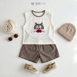  Đồ bộ bé trai BiBi Kids ba lỗ mèo mũi đỏ quần đùi caro 6 tháng - 3 tuổi C52 
