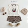 Đồ bộ bé trai BiBi Kids ba lỗ mèo mũi đỏ quần đùi caro 6 tháng - 3 tuổi C52