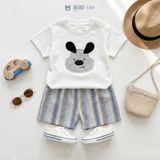  Đồ bộ bé trai BiBi Kids áo thun chó tai đen quần đùi sọc xanh 6 tháng - 3 tuổi C69 