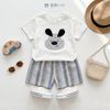 Đồ bộ bé trai BiBi Kids áo thun chó tai đen quần đùi sọc xanh 6 tháng - 3 tuổi C69