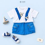  Đồ bộ bé trai BiBi Kids áo thun hình gấu quần đùi xanh túi hộp 1 - 6 tuổi C6 