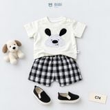  Đồ bộ bé trai BiBi Kids áo thun chó tai đen quần đùi caro 6 tháng - 3 tuổi C74 