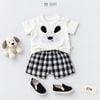Đồ bộ bé trai BiBi Kids áo thun chó tai đen quần đùi caro 6 tháng - 3 tuổi C74
