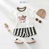 Đồ bộ bé trai BiBi Kids áo thun đôi gấu quần đùi sọc đen trắng 6 tháng - 5 tuổi C75