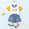 Đồ bộ bé trai BiBi Kids áo thun thú nổi tay vàng quần đùi jean 1 - 6 tuổi C78