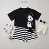 Đồ bộ bé trai BiBi Kids áo thun đen hình Mickey quần đùi sọc 1 - 6 tuổi C7