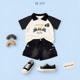  Đồ bộ bé trai BiBi Kids áo polo hình xe quần đùi đen túi hộp 1 - 6 tuổi BB-C1X-C20D 