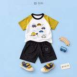  Đồ bộ bé trai BiBi Kids áo thun xe tay vàng quần đùi đen túi tròn 3 - 6 tuổi BB-C2X-C21 
