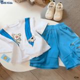  Đồ bộ bé trai BiBi Kids áo thun hình gấu quần đùi xanh túi hộp 1 - 6 tuổi C6 