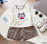  Đồ bộ bé trai BiBi Kids ba lỗ mèo mũi đỏ quần đùi caro 6 tháng - 3 tuổi C52 