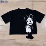  Đồ bộ bé trai BiBi Kids áo thun đen hình Mickey quần đùi sọc 1 - 6 tuổi C7 