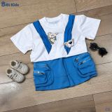  Đồ bộ bé trai BiBi Kids áo thun hình gấu quần đùi xanh túi hộp 1 - 6 tuổi C6 