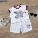  Đồ bộ bé trai BiBi Kids ba lỗ trắng số 32 viền đỏ 1 - 6 tuổi C16 