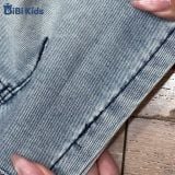  Đồ bộ bé trai BiBi Kids áo polo trắng họa tiết nhỏ quần đùi jean 1 - 6 tuổi C12 