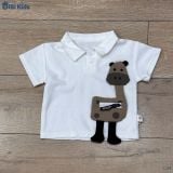  Đồ bộ bé trai BiBi Kids áo polo hươu cao cổ túi khóa kéo quần đùi nâu 9 tháng - 5 tuổi C34 