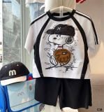  Đồ bộ bé trai BiBi Kids áo thun raglan chó đội mũ quần đùi đen 1 - 6 tuổi C8 