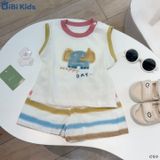  Đồ bộ bé trai BiBi Kids ba lỗ hình voi Happy Day quần đùi sọc màu 6 tháng - 3 tuổi C50 
