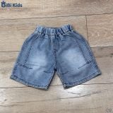  Đồ bộ bé trai BiBi Kids áo polo trắng họa tiết nhỏ quần đùi jean 1 - 6 tuổi C12 