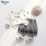  Đồ bộ bé trai BiBi Kids áo thun chữ Alo quần đùi jean loang 9 tháng - 5 tuổi C33 
