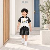  Đồ bộ bé trai BiBi Kids áo polo hình xe quần đùi đen túi hộp 1 - 6 tuổi BB-C1X-C20D 