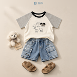  Đồ bộ bé trai BiBi Kids áo thun hình chó quần đùi jean túi hộp 1 - 6 tuổi BB-C2C-C17 