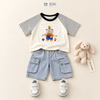 Đồ bộ bé trai BiBi Kids áo thun gấu tay sọc quần đùi jean túi hộp 3 - 4 tuổi BB-C2G-C83TH