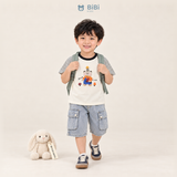  Đồ bộ bé trai BiBi Kids áo thun gấu tay sọc quần đùi jean túi hộp 3 - 4 tuổi BB-C2G-C83TH 