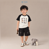  Đồ bộ bé trai BiBi Kids áo thun hình voi quần đùi đen hai túi 3 - 6 tuổi BB-C2V-C23 