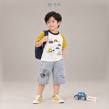  Đồ bộ bé trai BiBi Kids áo thun hình xe quần đùi jean hình chó caro 3 - 4 tuổi BB-C2X-C83CC 