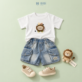  Đồ bộ bé trai BiBi Kids áo thun sư tử quần đùi jean mặt cười 1 - 6 tuổi BB-C3-C18 