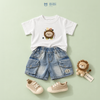 Đồ bộ bé trai BiBi Kids áo thun sư tử quần đùi jean mặt cười 1 - 6 tuổi BB-C3-C18