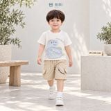  Đồ bộ bé trai BiBi Kids áo thun khủng long quần đùi kem túi phối sọc 9 tháng - 3 tuổi BB-C30R-C28K 